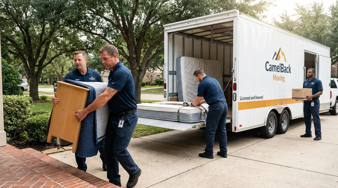 Crew loading residential truck for cross-state move from Thonotosassa, FL