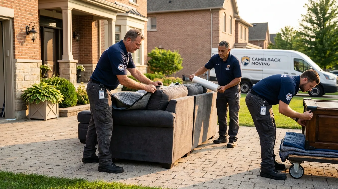 Large estate moving crew wrapping furniture in Thonotosassa, FL