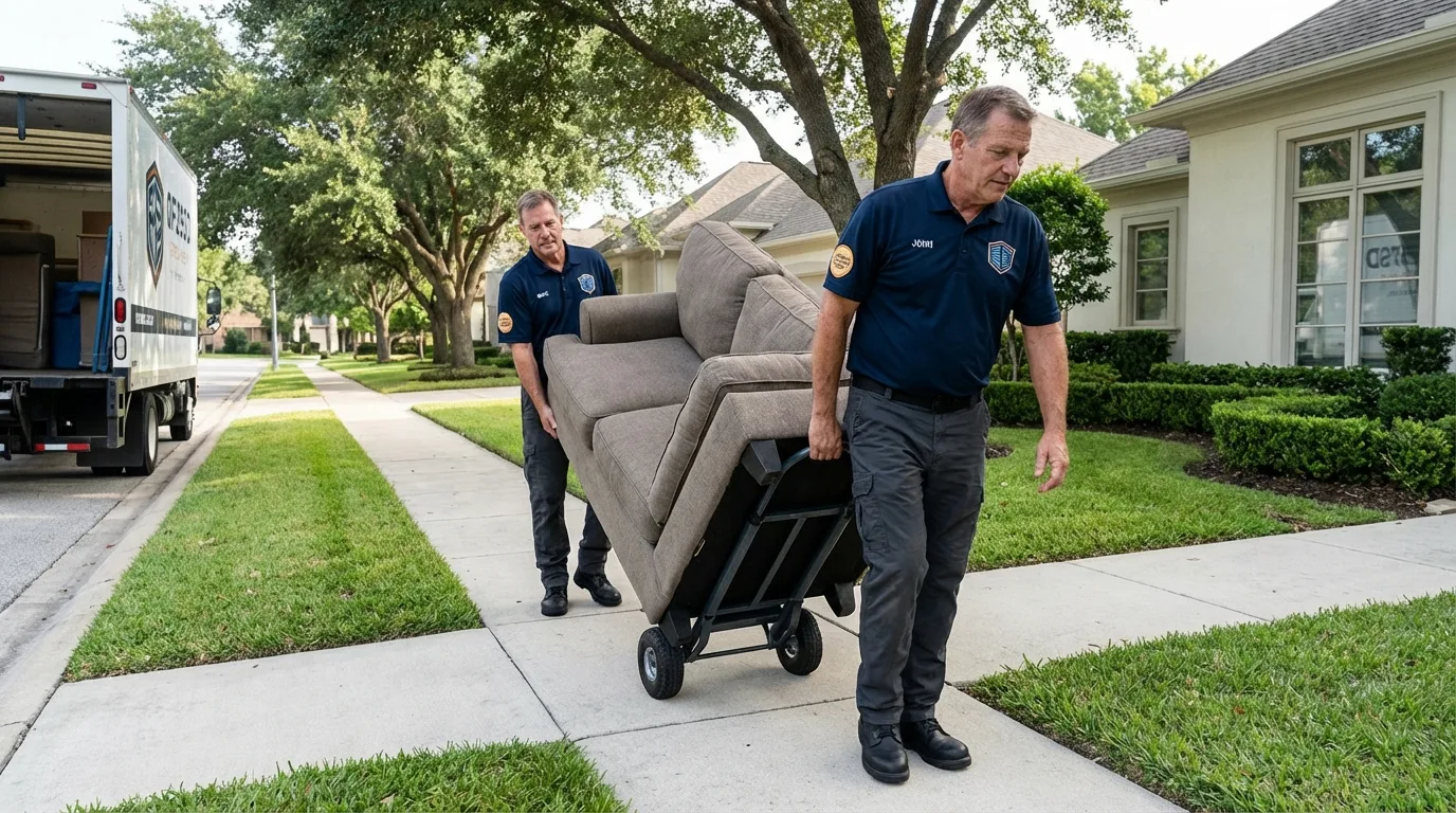 Local residential moving crew loading furniture in Thonotosassa, FL